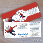 Invitatii botez Spiderman - Cu Eticheta si plic Rosu - IBE-33