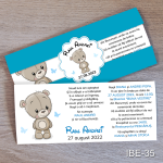 Invitatii botez Ursulet - Cu Eticheta si plic Albastru - IBE-35