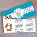 Invitatii botez Catelus - Cu Eticheta si plic Albastru - IBE-37