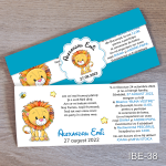 Invitatii botez Leu - Cu Eticheta si plic Albastru - IBE-38