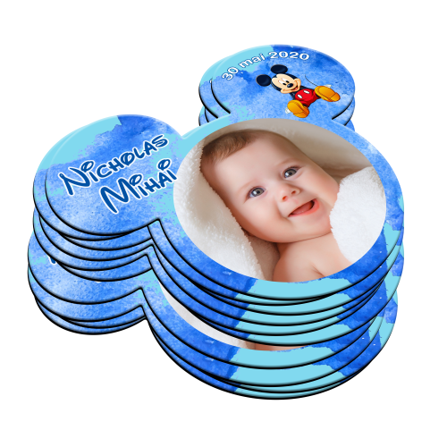 Marturii botez personalizate magneti Mickey Mouse