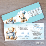 Invitatii botez handmade cu ursuleti si text invitatie
