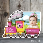 Marturii botez magneti fetite Trenulet - Ponei roz - MFT-15