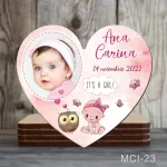 Marturii botez fete Magneti forma Inima - Bufnita - MCI-23