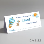 Plicuri bani botez baieti - Balon cu aer cald si Ursulet - CMB-32