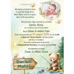 Invitatie digitala botez cu poza - baieti - Ursulet - IBF-26