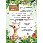 Invitatie digitala botez fetite - Girafa Safari - IB-23