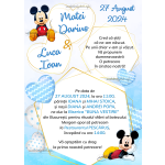 Invitatie digitala botez gemeni baieti - Mickey Mouse - IB-74