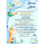 Invitatie digitala botez baieti - Girafa - IB-83