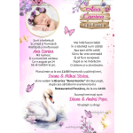 Invitatie digitala botez cu poza - fetite - Lebada - IBF-68