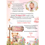 Invitatie digitala botez cu poza - fetite - Ursulet - IBF-64