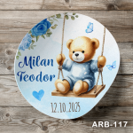 Etichete autocolante rotunde - Ursulet in leagan - ARB-117