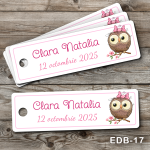Etichete personalizate botez dreptunghiulare - Bufnita - EDB-17