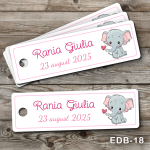Etichete personalizate botez dreptunghiulare - Elefant - EDB-18