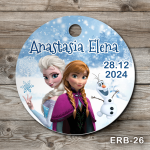 Etichete marturii botez rotunde - Frozen, Elsa si Anna - ERB-26