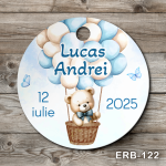 Etichete marturii botez rotunde - Ursulet cu baloane - ERB-122