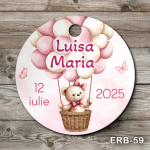 Etichete marturii botez rotunde - Ursulet cu baloane - ERB-59