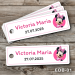 Etichete personalizate botez dreptunghiulare - Minnie Mouse - EDB-01