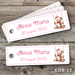 Etichete personalizate botez dreptunghiulare - Ursulet in leagan - EDB-22