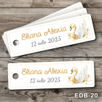 Etichete personalizate botez dreptunghiulare - Lebada - EDB-20