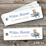 Etichete personalizate botez dreptunghiulare - Ursulet in avion - EDB-50