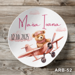 Etichete autocolante rotunde - Ursulet in avion - ARB-52