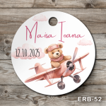 Etichete marturii botez rotunde - Ursulet in avion - ERB-52