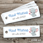 Etichete personalizate botez dreptunghiulare - Elefant - EDB-45